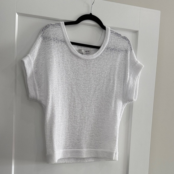 WD.NY Sheer White Short Sleeve Top​ - Picture 3 of 3